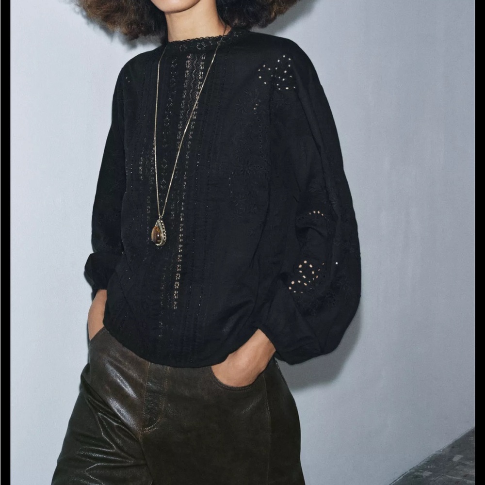 Zara Embroidered Lace Shirt ZW Collection